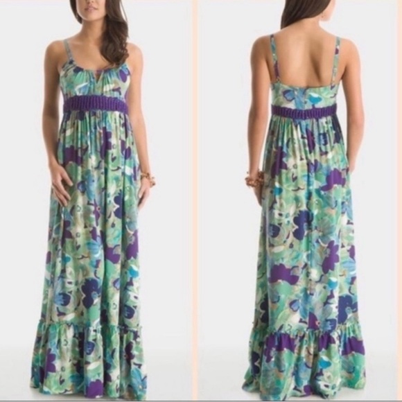 Marciano Floral Maxi Dress Blue Green Purple Boho Summer Like New Size S - Picture 9 of 9